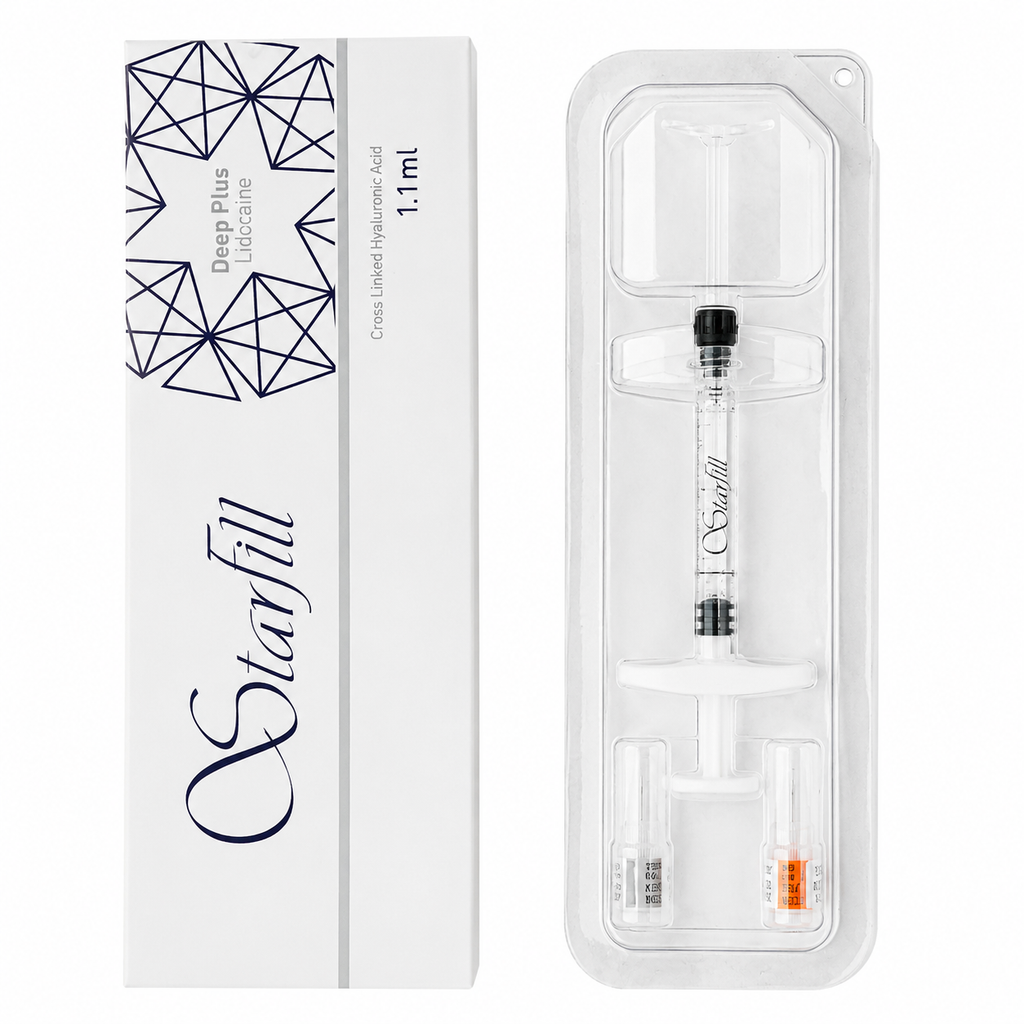 Starfill Cross-Linked Hyaluronic Acid Dermal Filler Lidocaine (Implant Plus / Deep Plus / Plus) – 1 x 1.1 mL