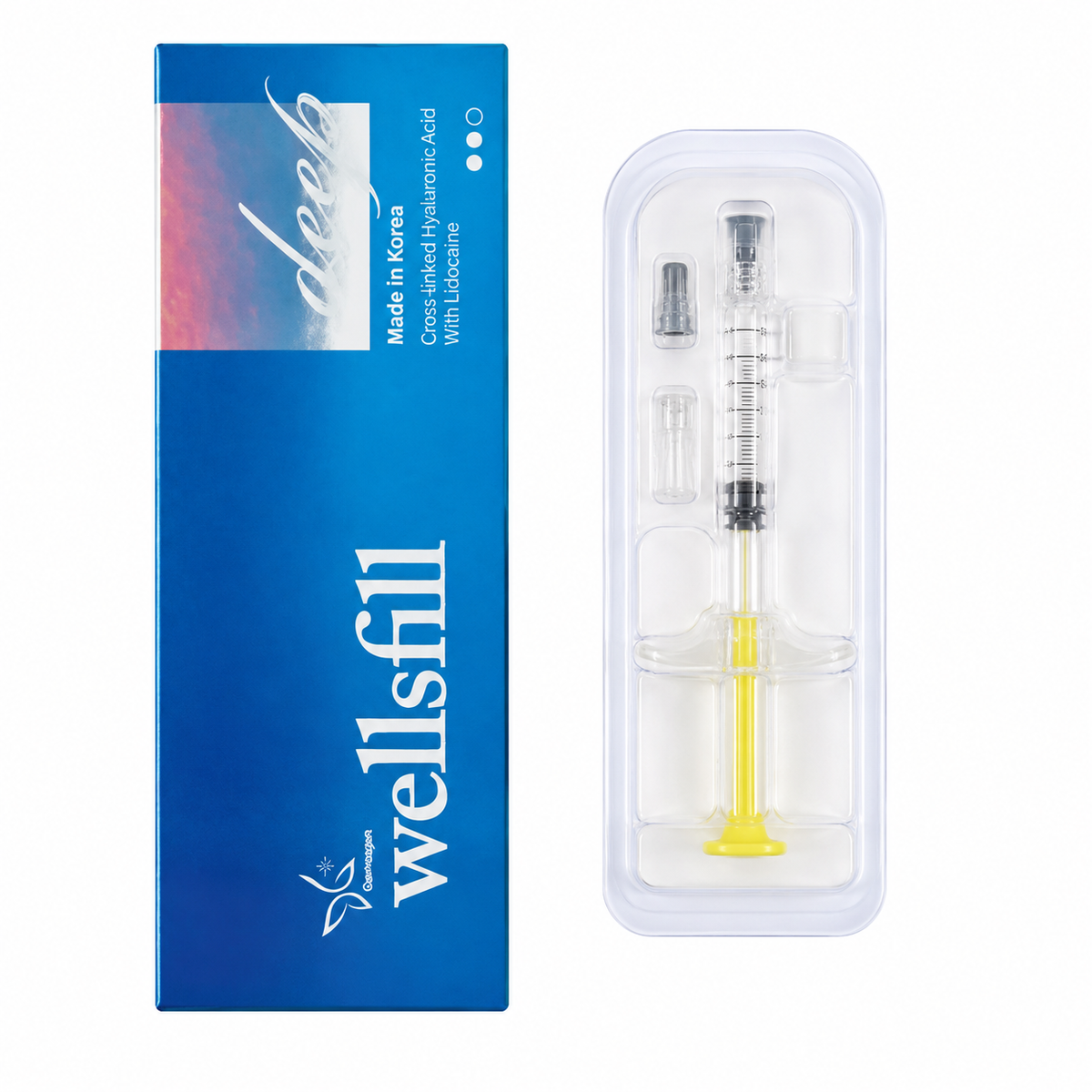 Wellsfill Cross-Linked Hyaluronic Acid Dermal Filler Non-Lidocaine (Volume / Deep / Fine) – 1 x 1.1 mL