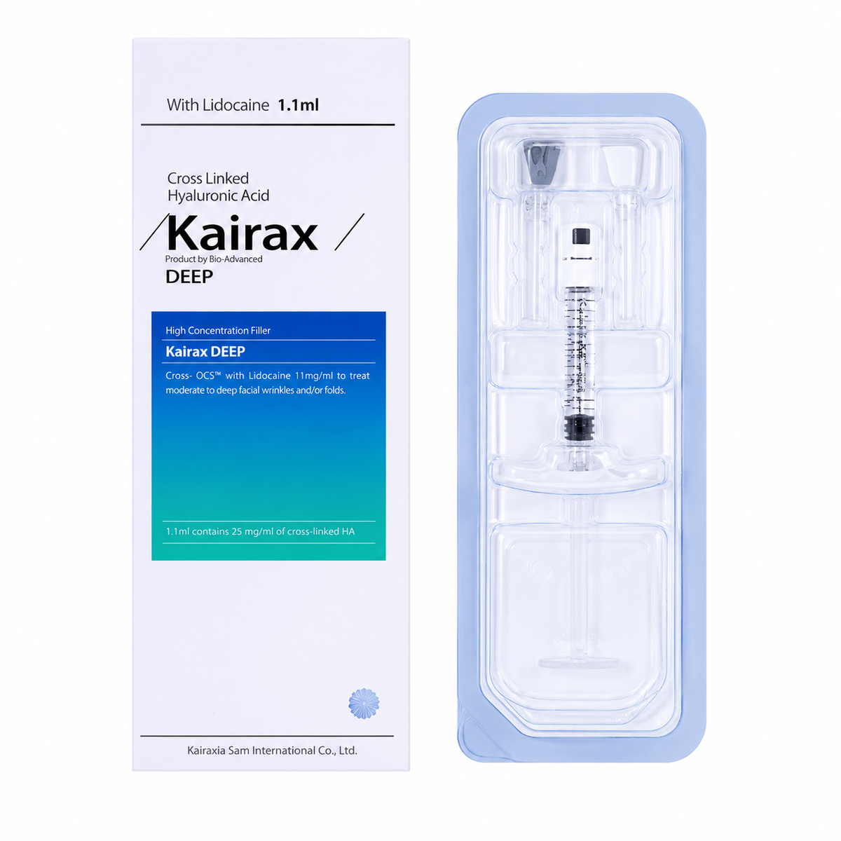 Kairax Cross-Linked Hyaluronic Acid Dermal Filler Lidocaine (Sub-Q / Deep / Fine) – 1 x 1.0 mL