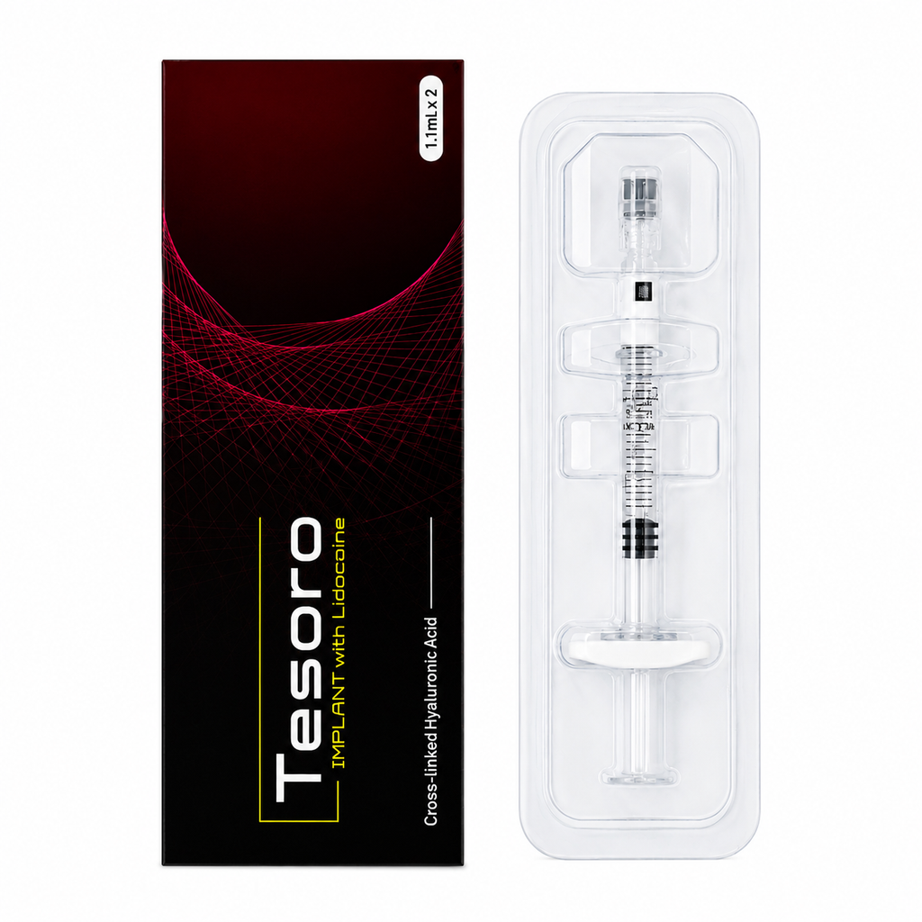 Tesoro Cross-Linked Hyaluronic Acid Dermal Filler Lidocaine (Implant / Sub-Q / Deep / Fine) – 1 x 1.0 mL