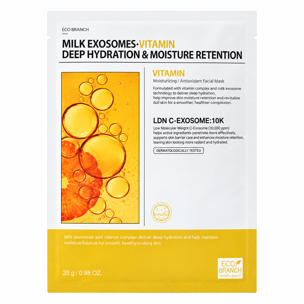 ECO BRANCH Milk Exosomes Vitamin Sheet Mask — 1 Sheet, 40 g