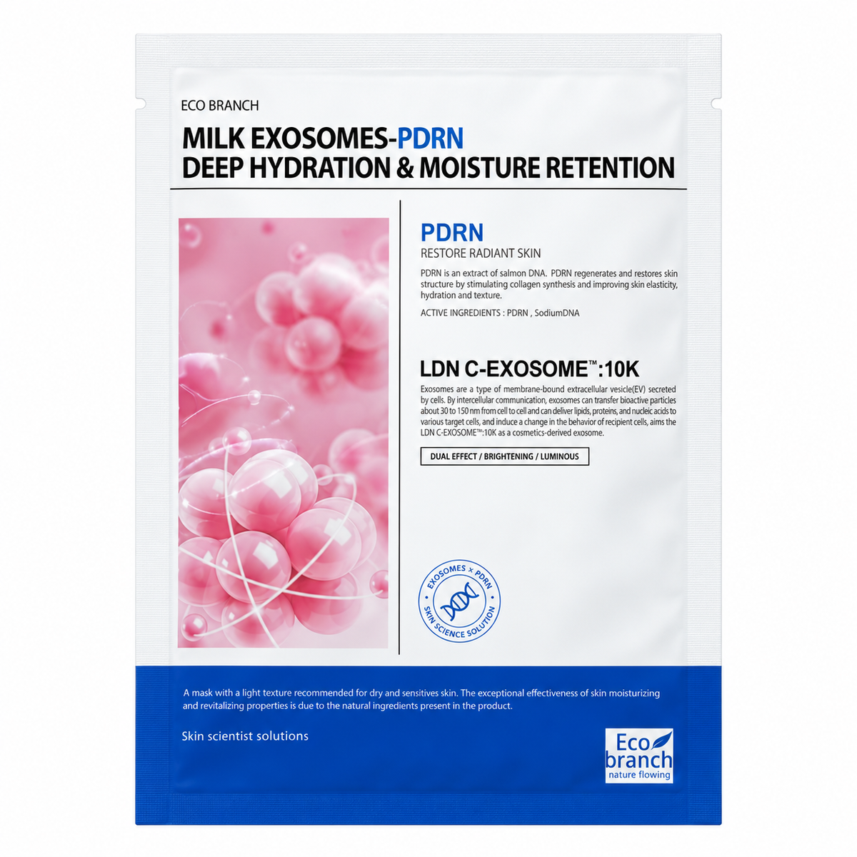 ECO BRANCH Milk Exosomes PDRN Sheet Mask — 1 Sheet, 40 g