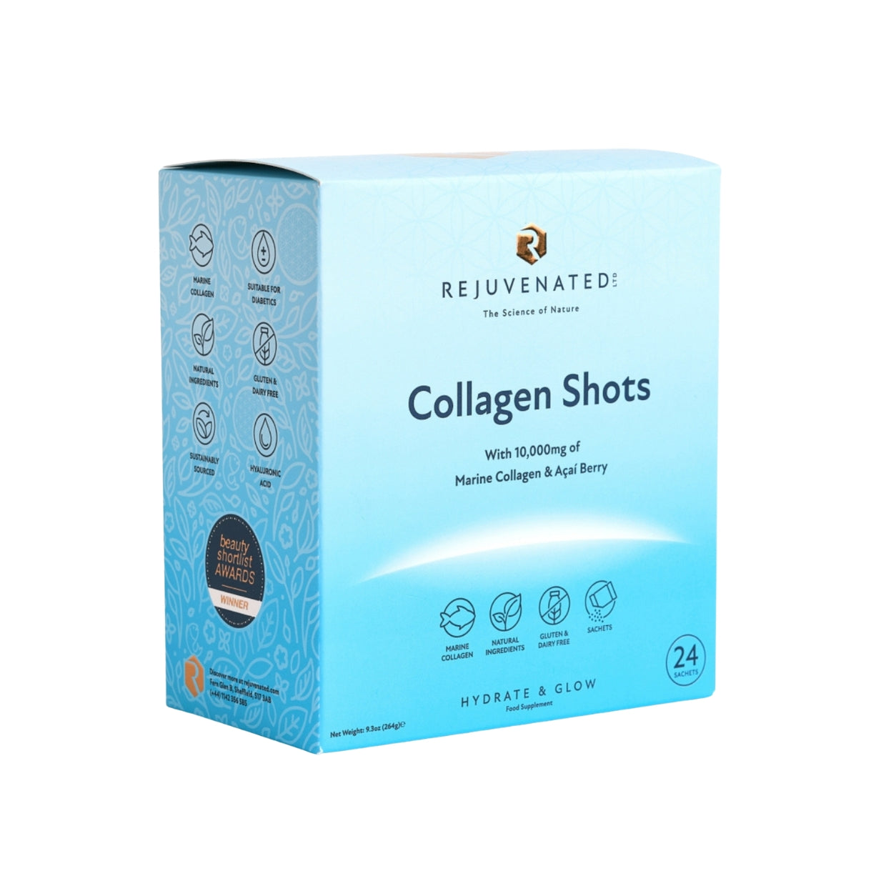 Rejuvenated Collagen Shots 10,000 mg per Serving Acai Berry — 24 х 11 g