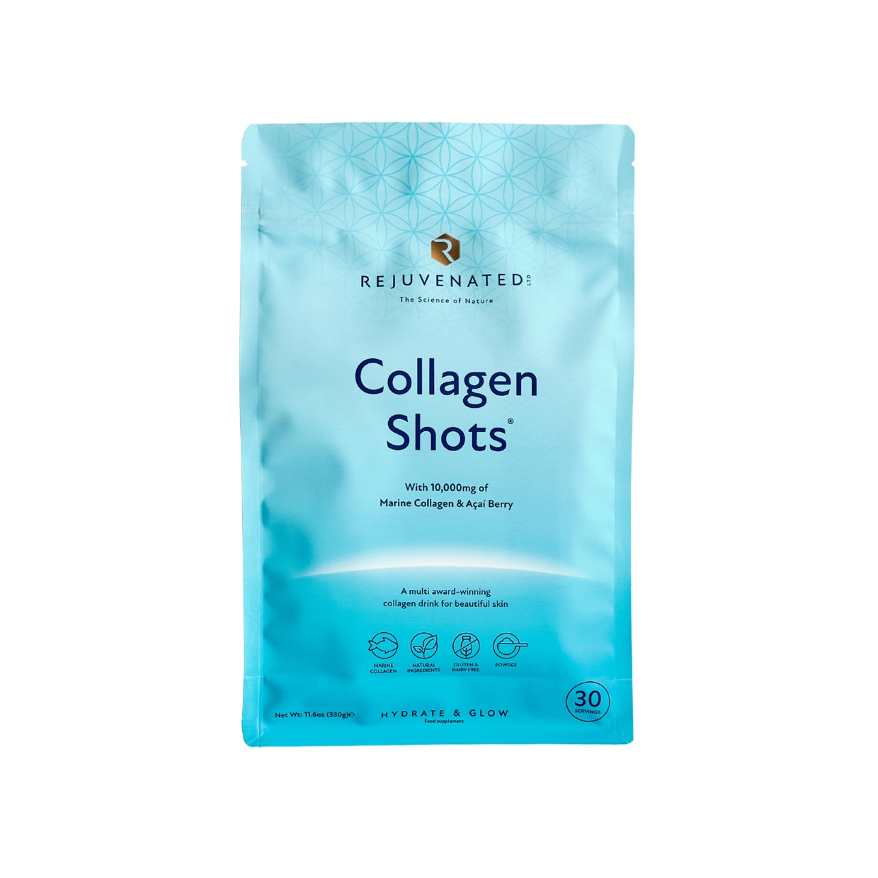 Rejuvenated Collagen Powder 10,000 mg per Serving Acai Berry — 1 x 330 g (30 Servings )