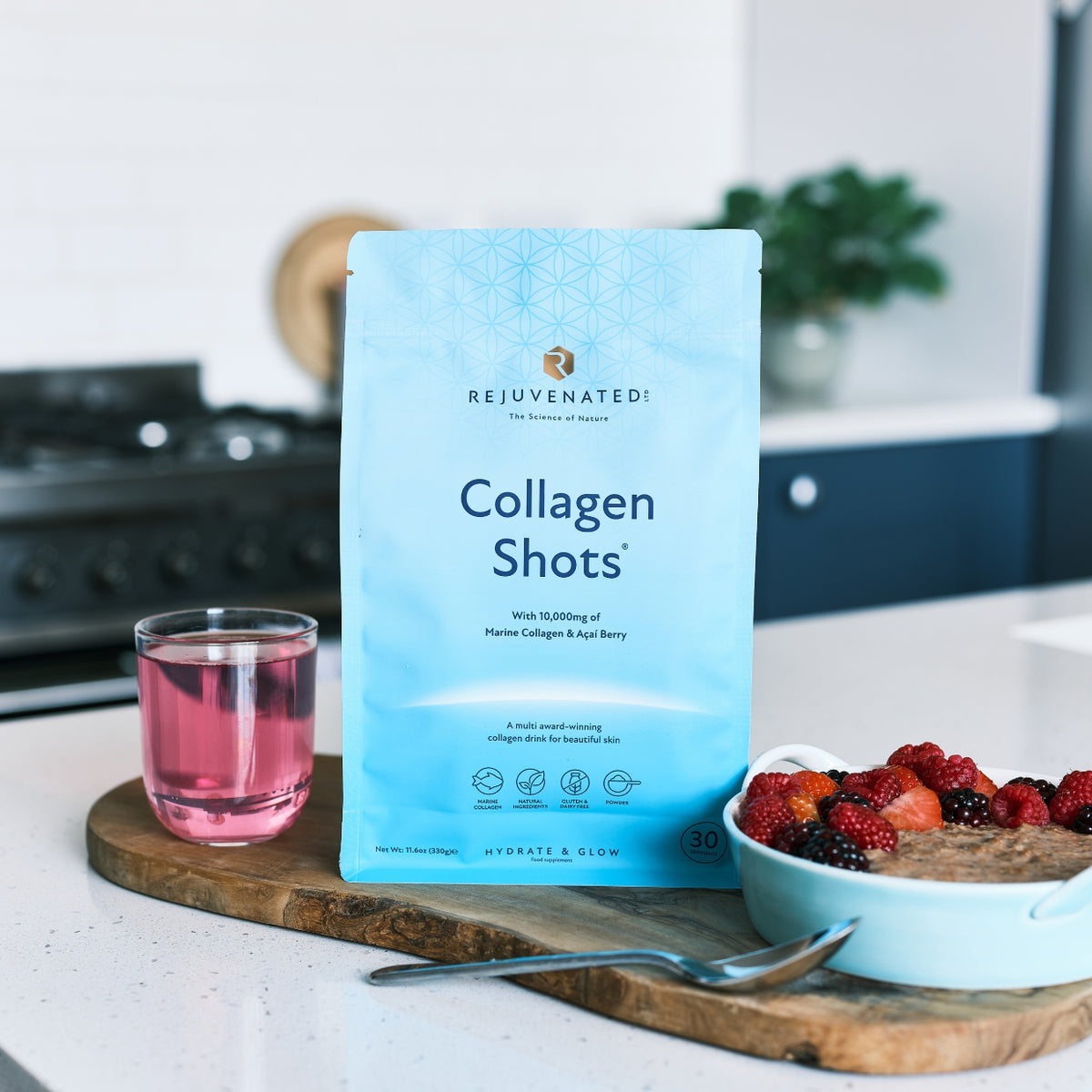 Rejuvenated Collagen Powder 10,000 mg per Serving Acai Berry — 1 x 330 g (30 Servings )