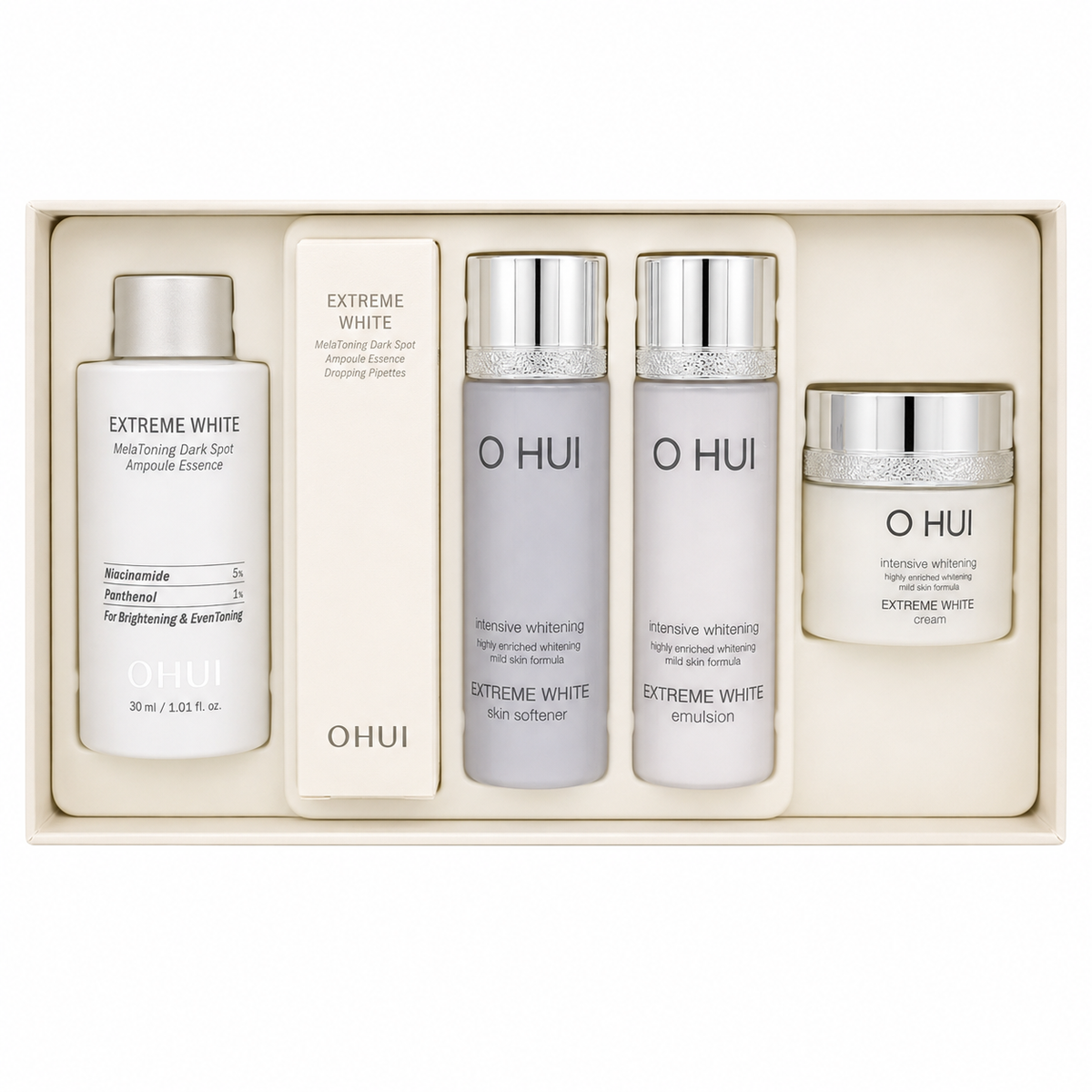 OHUI Extreme White MelaToning Dark Spot Ampoule Essence Special Set