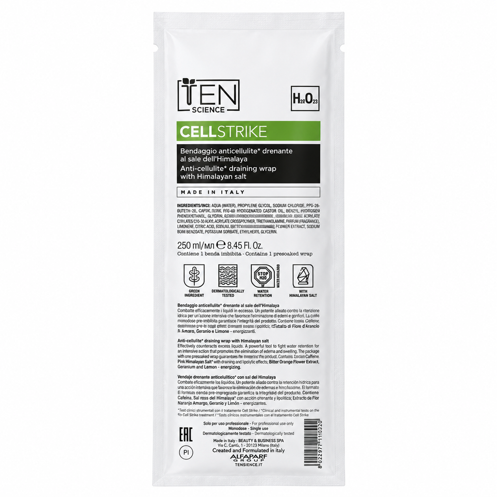 TEN SCIENCE Cell Strike Anti-Cellulite Draining Wrap with Himalayan Salt — 5 Wraps