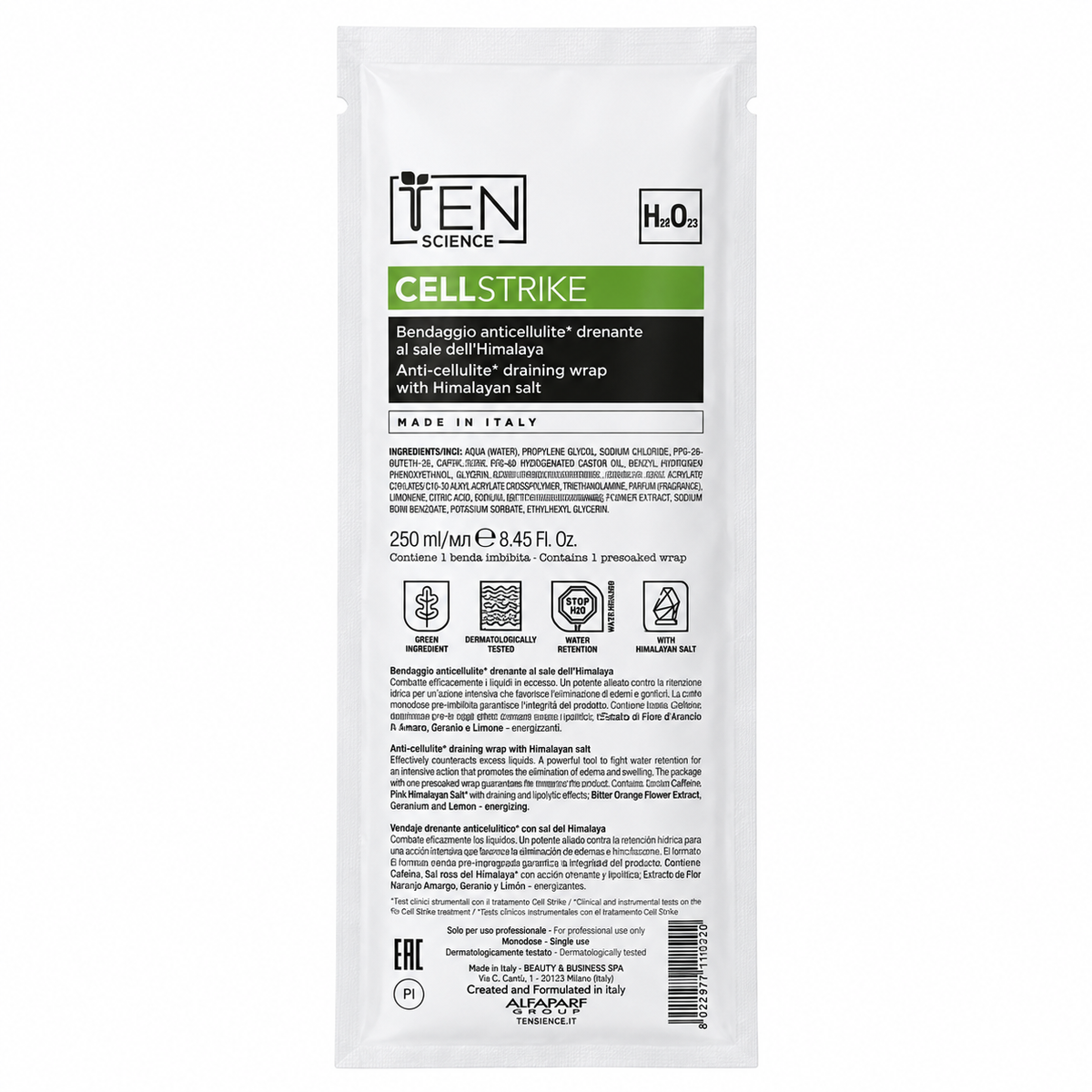 TEN SCIENCE Cell Strike Anti-Cellulite Draining Wrap with Himalayan Salt — 5 Wraps