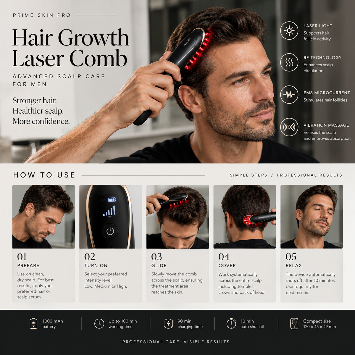 Prime Skin Pro Professional Hair Growth Laser Comb