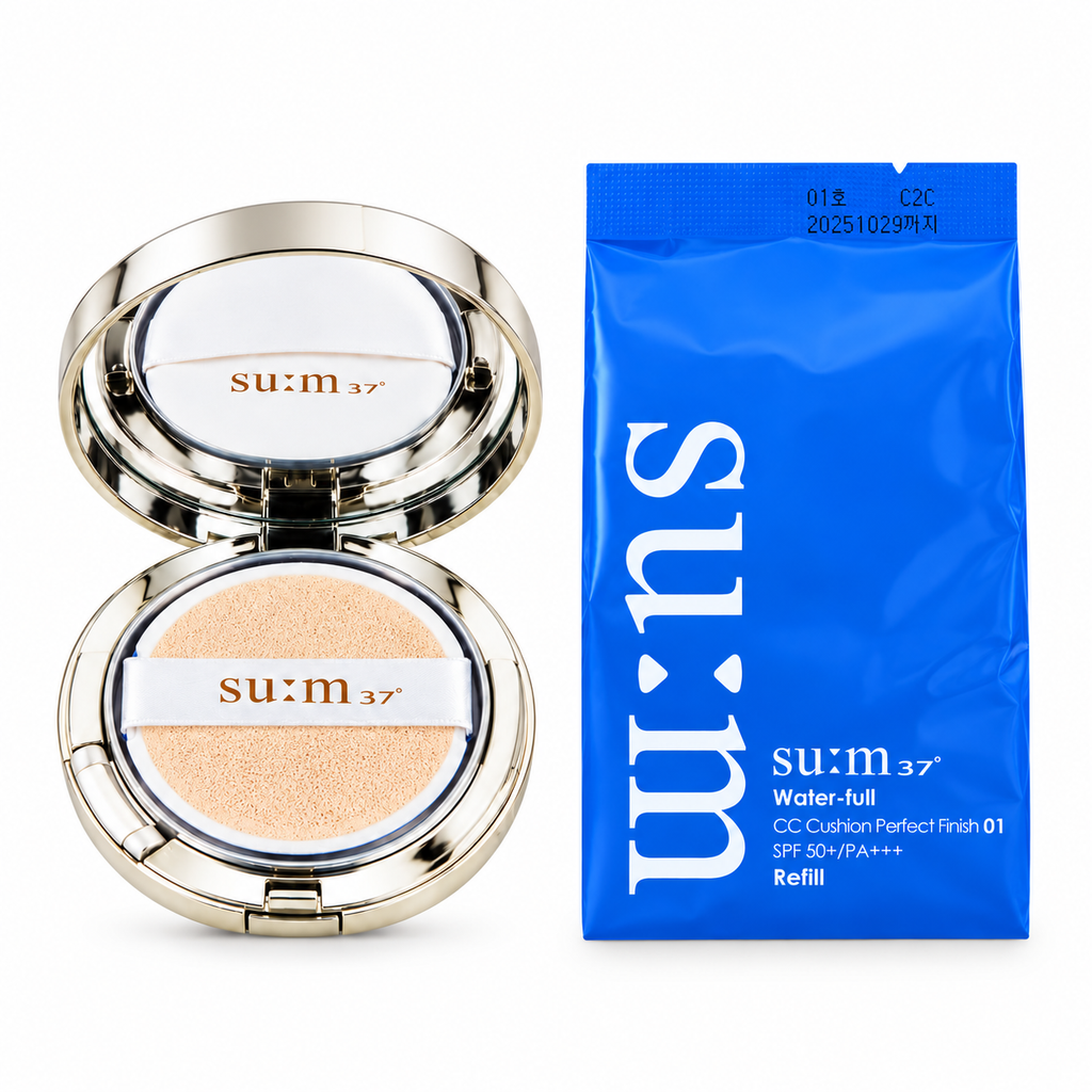 SU:M37 Water-Full CC Cushion Perfect Finish SPF50+ PA+++ with 1 Refill — Shade 01, 155 g