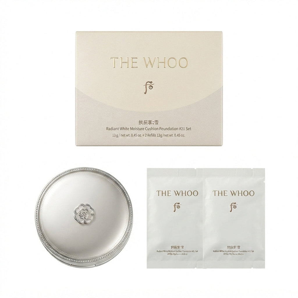 The History of Whoo Gongjinhyang: Seol Radiant White Moisture Cushion Foundation Set — Shade 21, 185 g